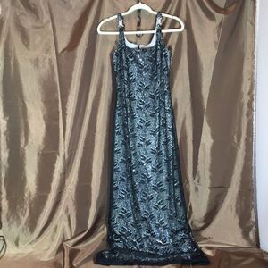 Bari Jay lace and sequin evening gown.